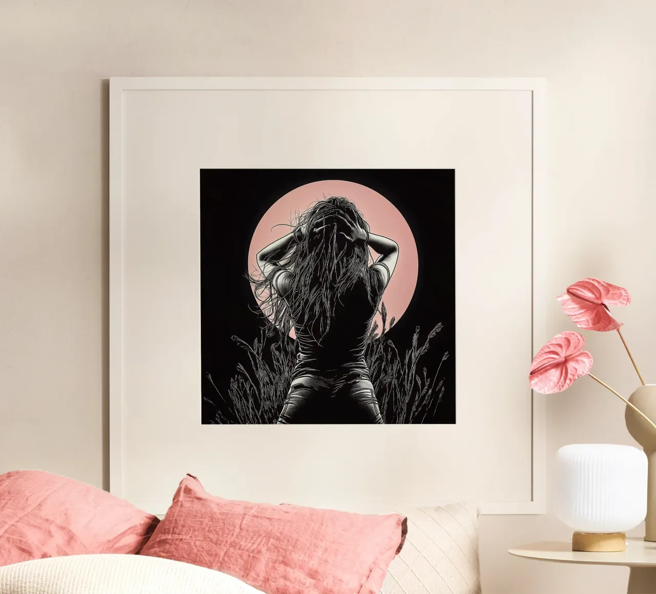 "Libertad a la luz de la luna" - Impresión artística a tinta estilo novela gráfica poster de Synthaira