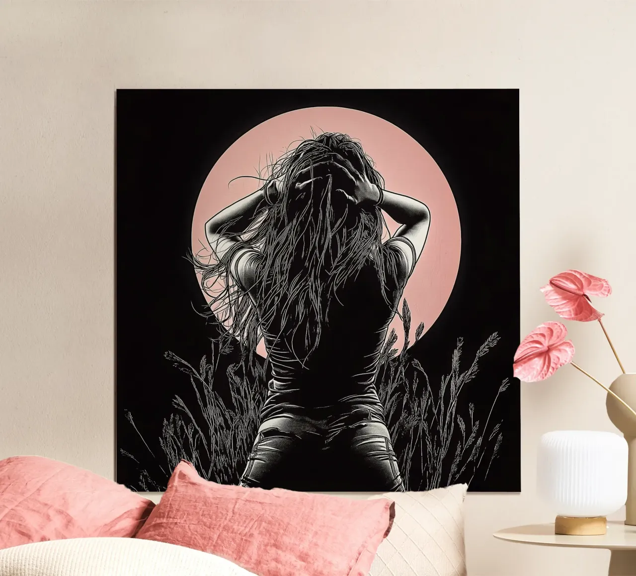 "Libertad a la luz de la luna" - Impresión artística a tinta estilo novela gráfica poster de Synthaira