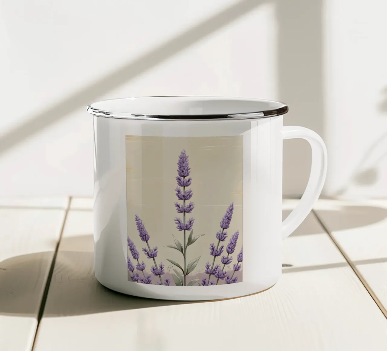 Rametto di lavanda tazza in smalto da Botanical Gallery