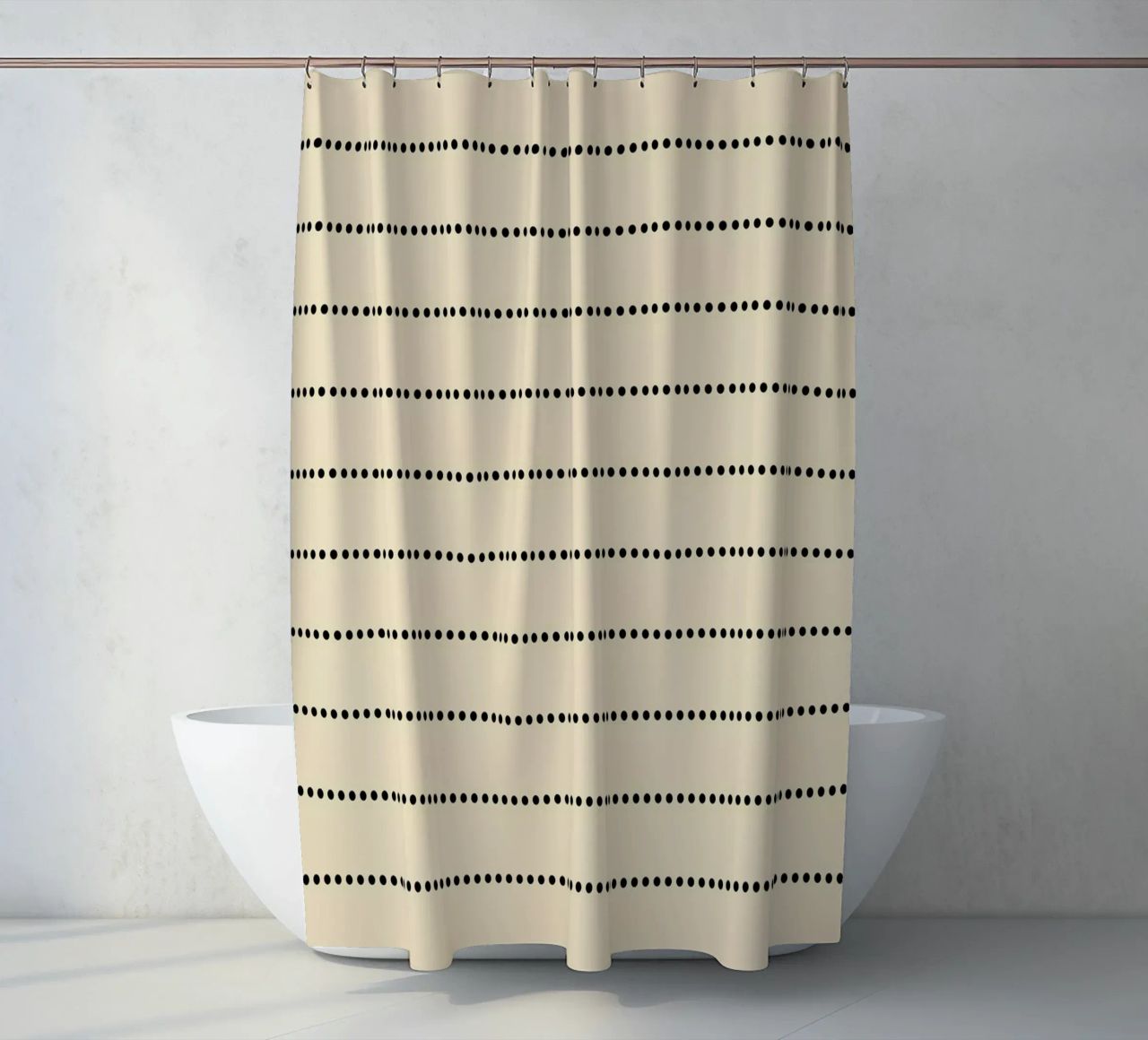 Minimal Scandinavian Basic Strisce a pois | Nero su Beige tenda da doccia da Beauty in Simplicity