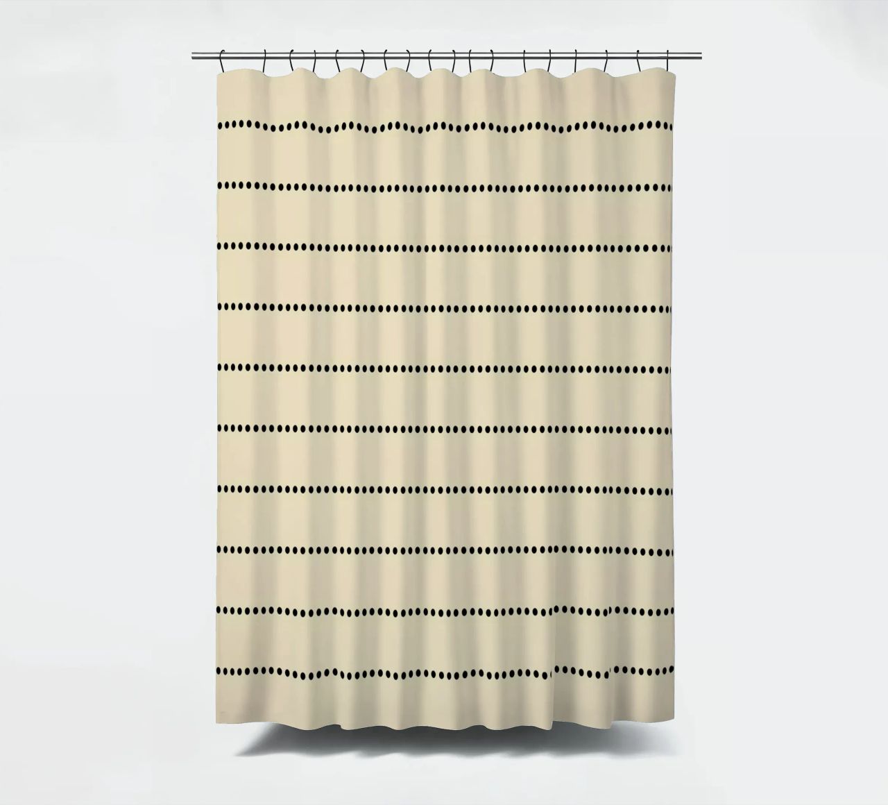 Minimal Scandinavian Basic Strisce a pois | Nero su Beige tenda da doccia da Beauty in Simplicity