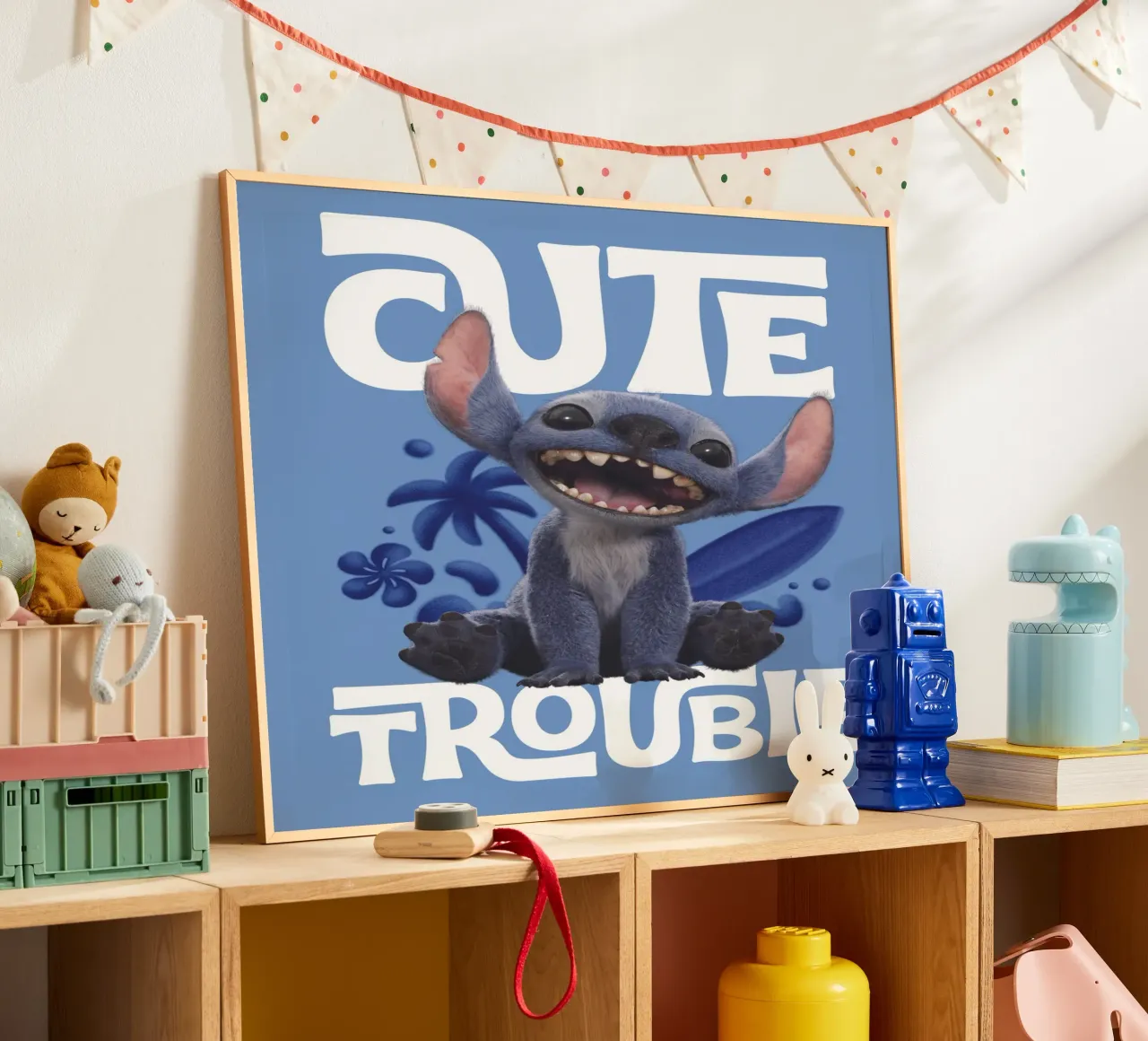 Stitch "cute trouble" Poster mit Aluminium Rahmen von Stitch