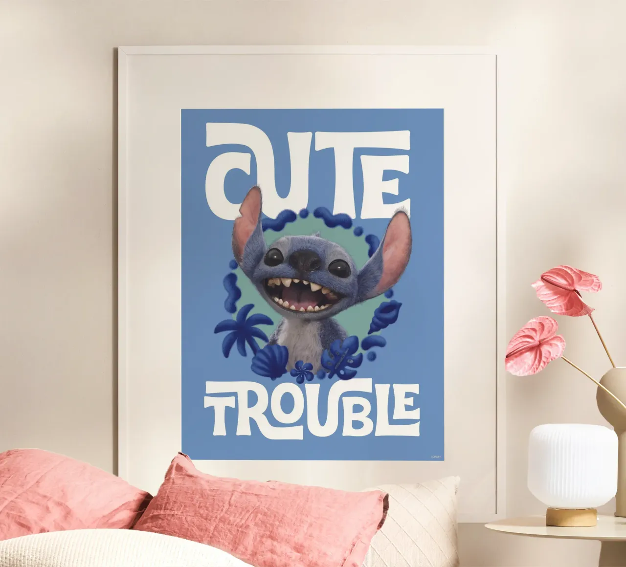 Stitch "cute trouble" II Poster mit Aluminium Rahmen von Stitch