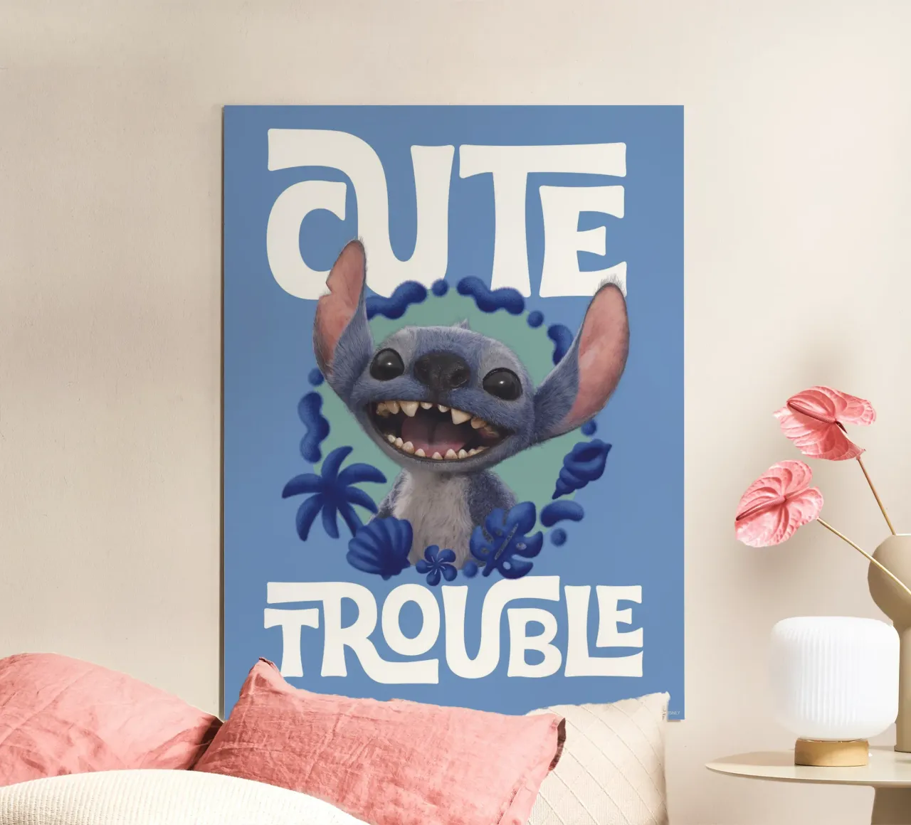 Stitch "cute trouble" II Poster mit Aluminium Rahmen von Stitch