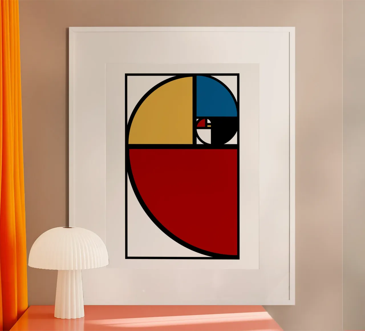 Rapporto aureo Fibonacci poster con telaio in legno da Mariel Toigo