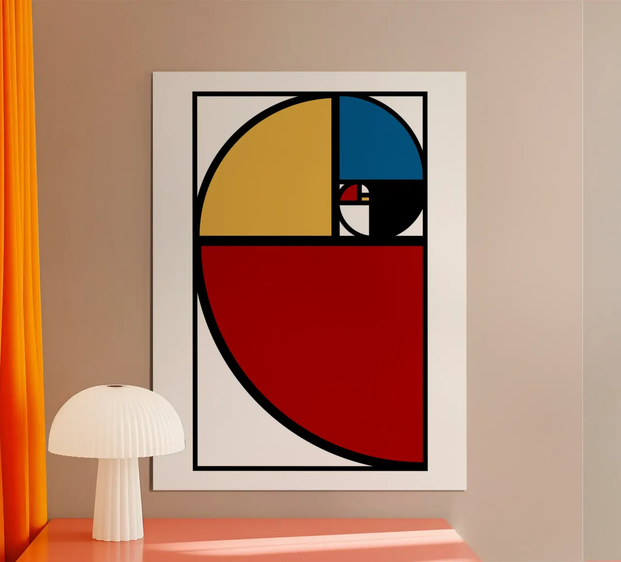 Rapporto aureo Fibonacci poster con telaio in legno da Mariel Toigo