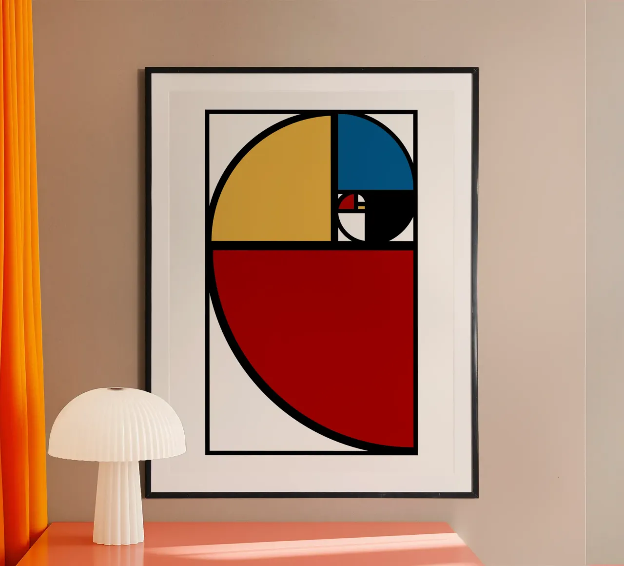 Rapporto aureo Fibonacci poster con telaio in legno da Mariel Toigo