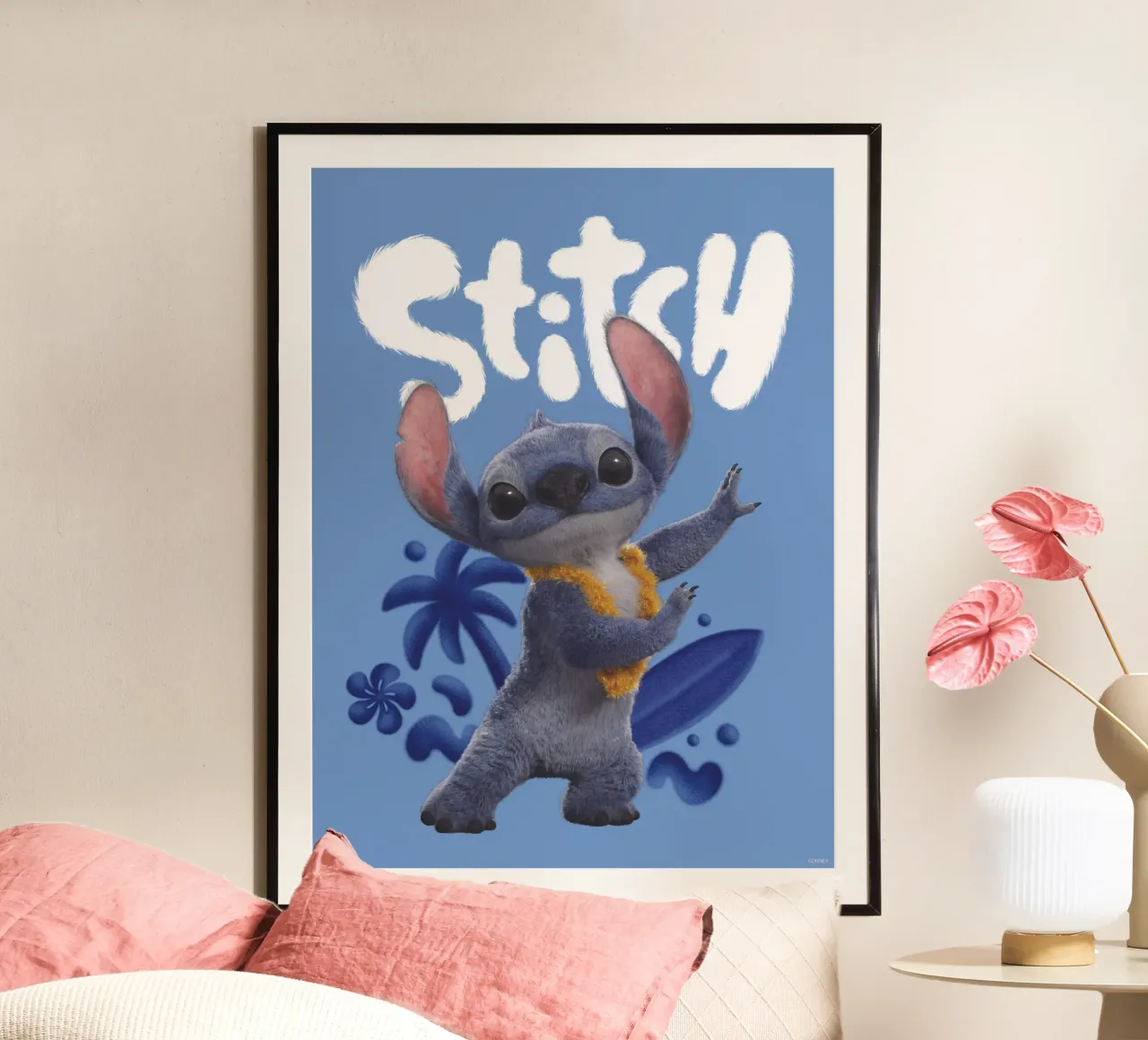 Stitch aloha II poster con telaio in alluminio da Stitch