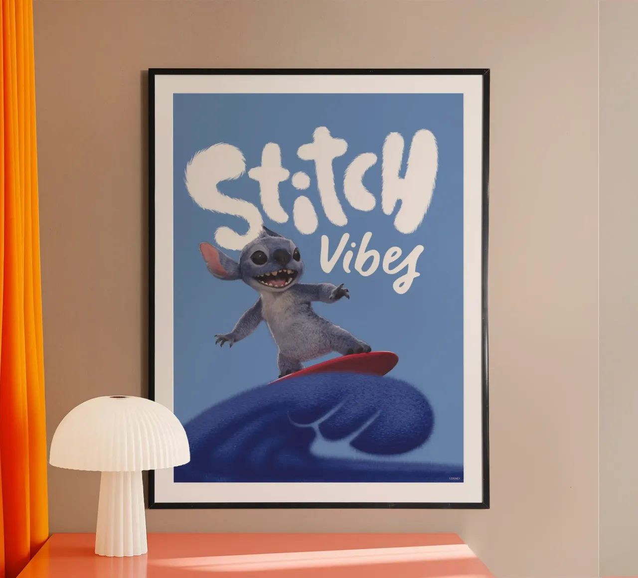 Stitch VIBES - blau Poster mit Aluminium Rahmen von Stitch
