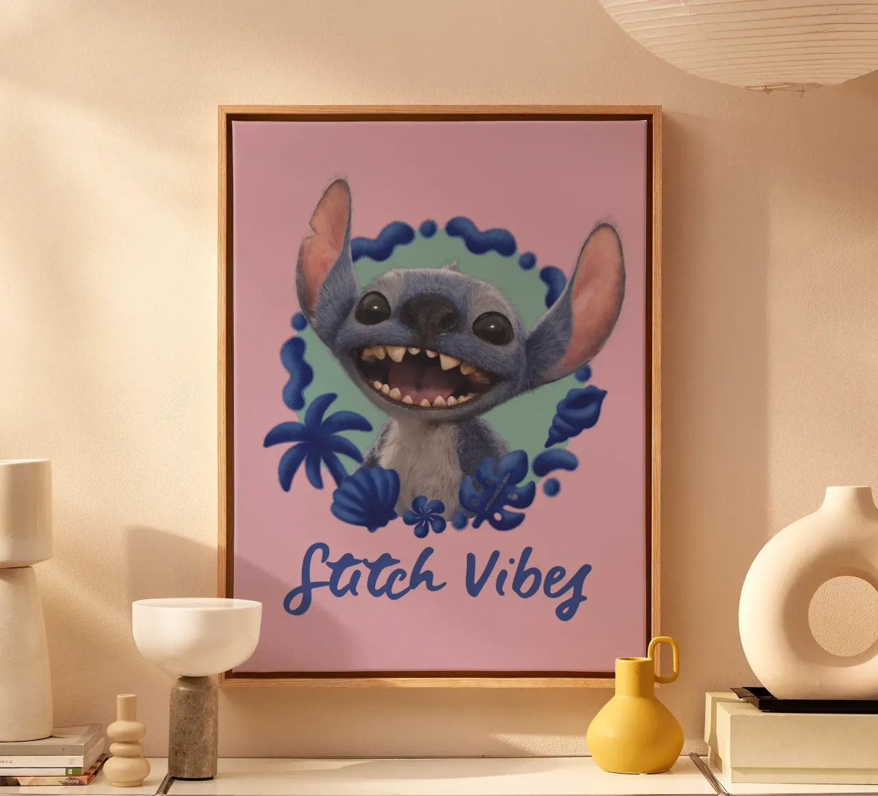 Stitch VIBES - rosa tela con Cornice a cassetta da Stitch