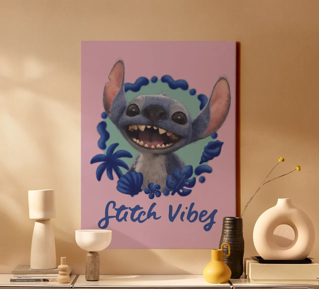 Stitch VIBES - rosa tela con Cornice a cassetta da Stitch