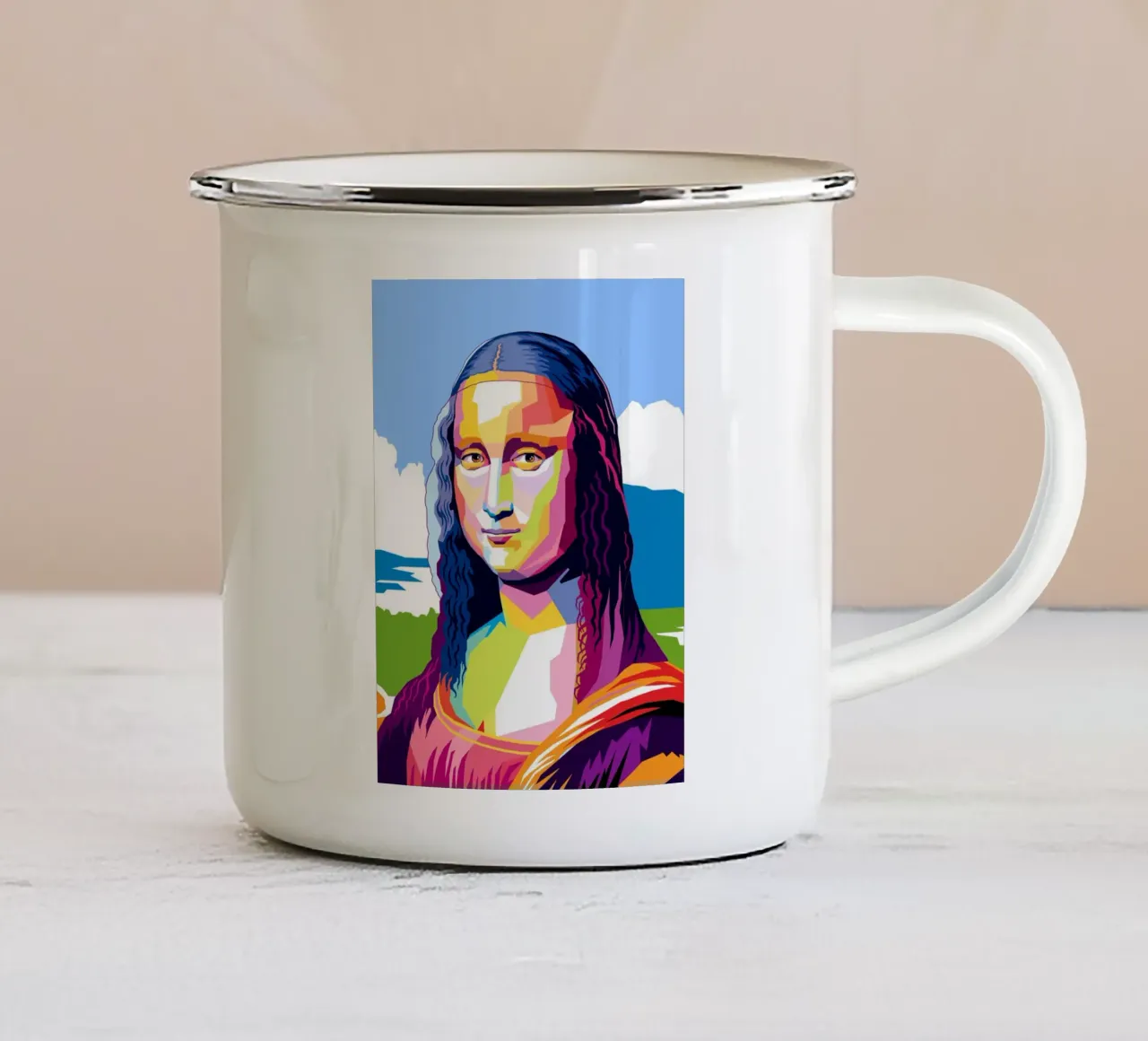 Monna Lisa Pop tazza in smalto da Mariel Toigo