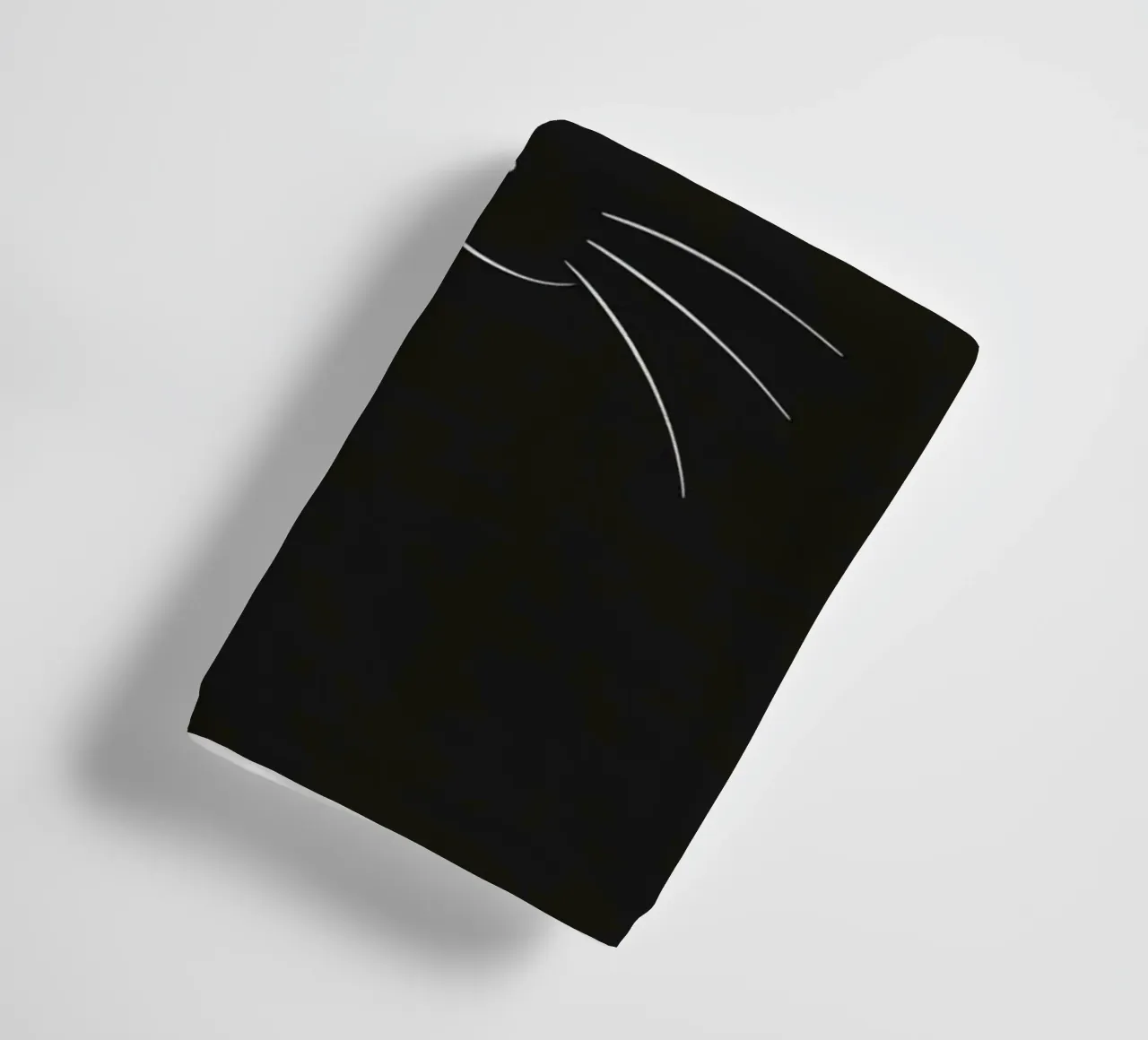 Black Background with White Line Drawing of a Cat Face towel by DesignDoodle