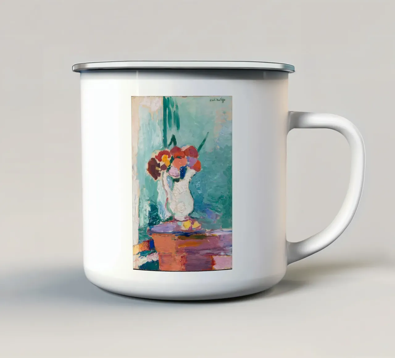 vaso fiore bianco tazza in smalto da briyan shop