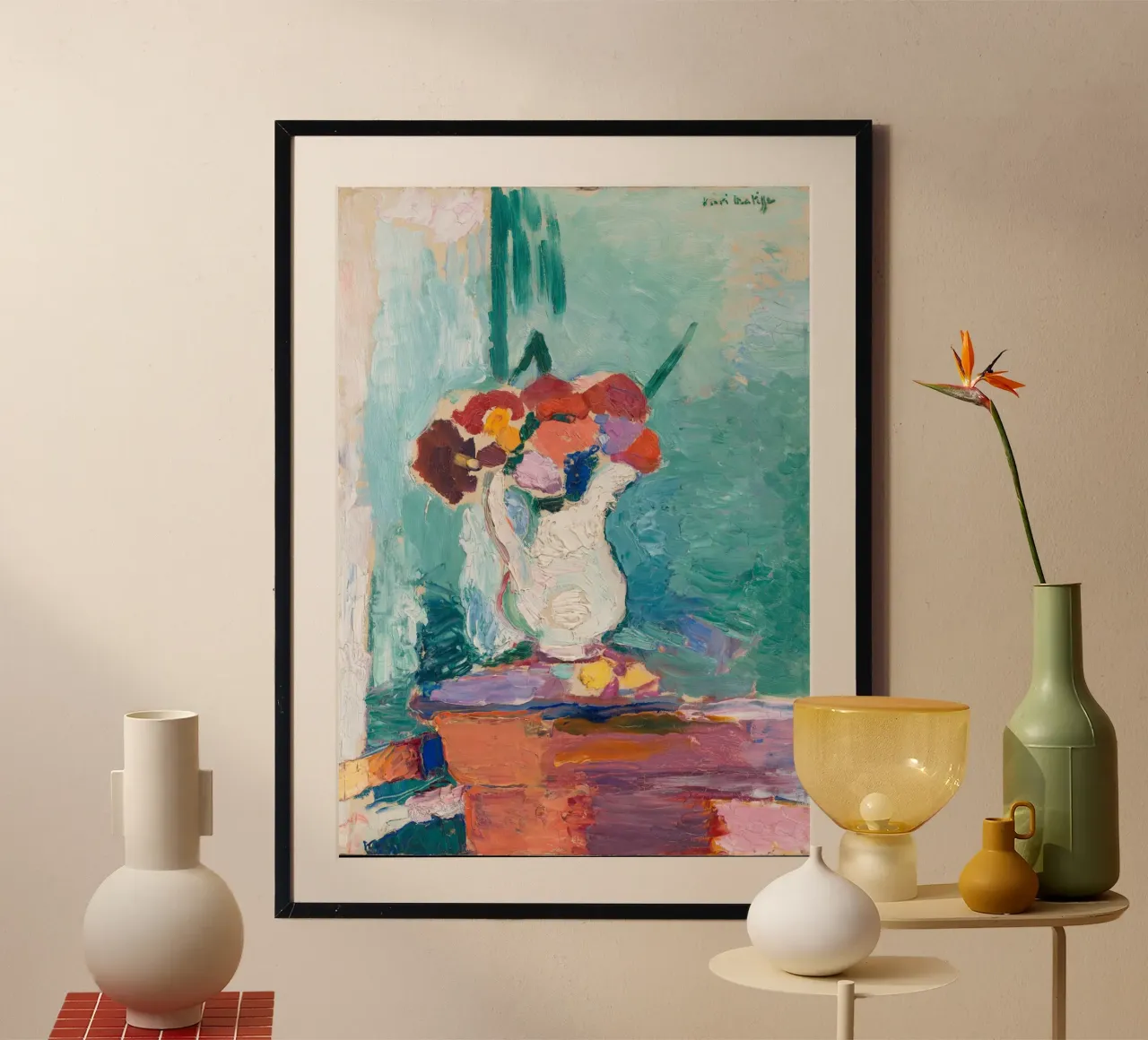 vaso fiore bianco poster con telaio in alluminio da briyan shop