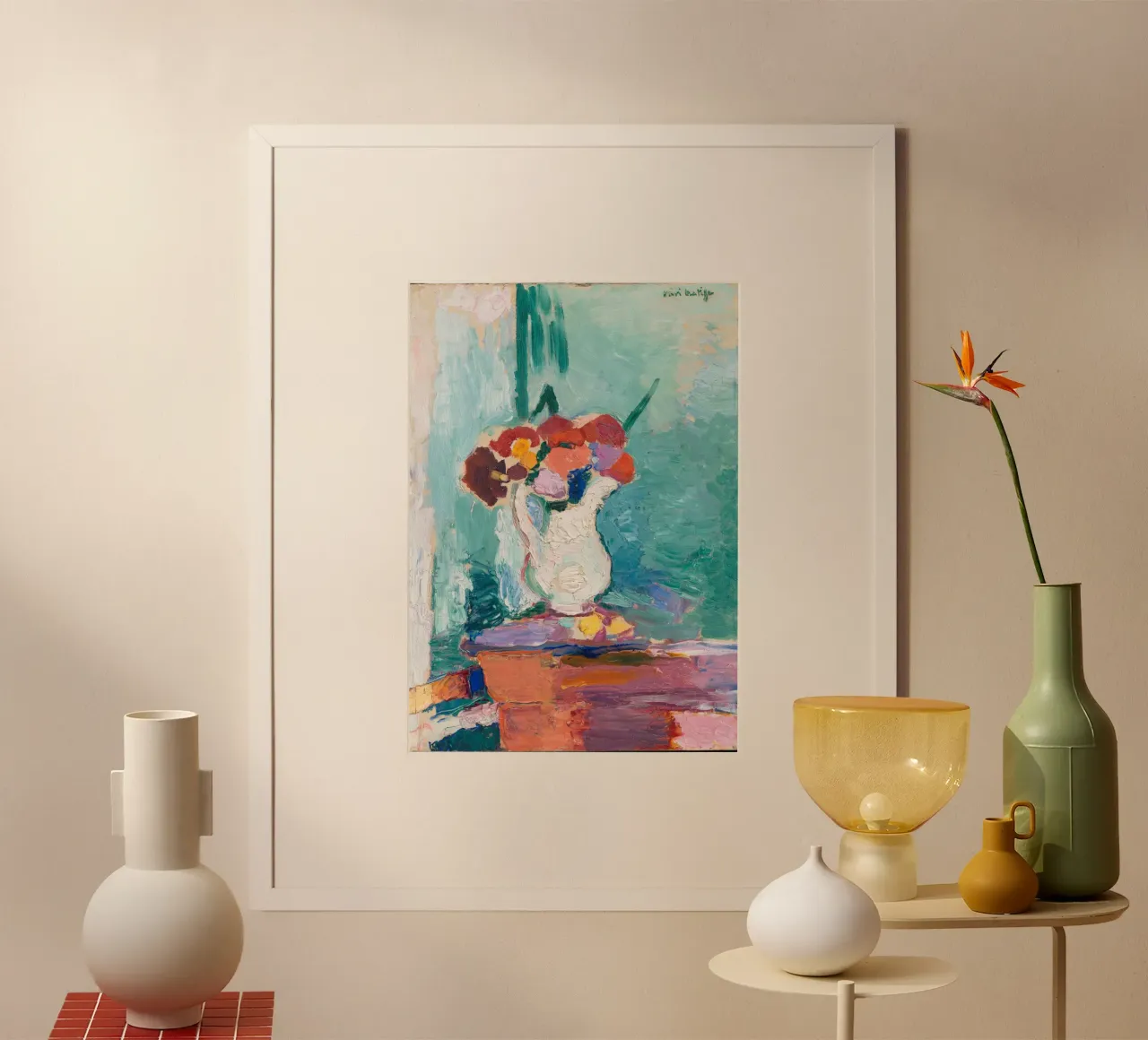 vaso fiore bianco poster con telaio in alluminio da briyan shop