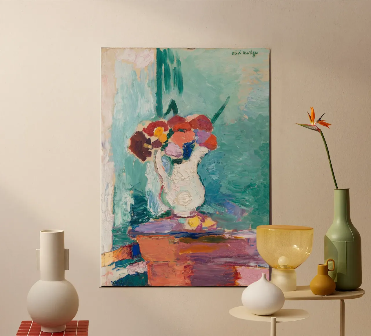 vaso fiore bianco poster con telaio in alluminio da briyan shop