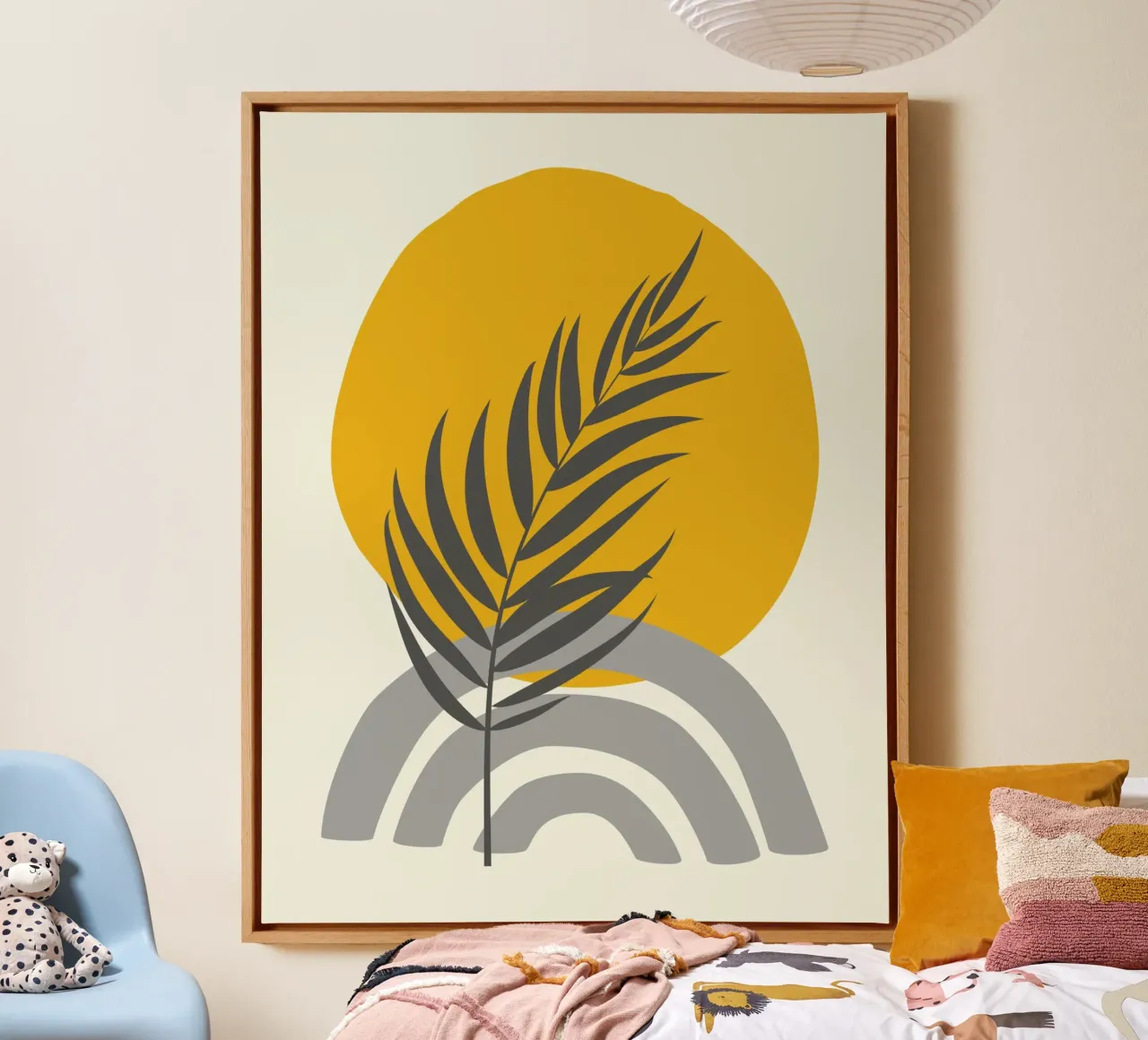 Boho palm summer canvas with Floater frame by Little Dean