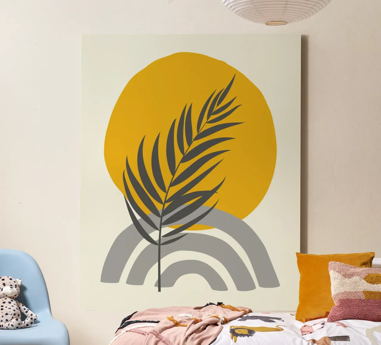 Boho palm summer canvas with Floater frame by Little Dean
