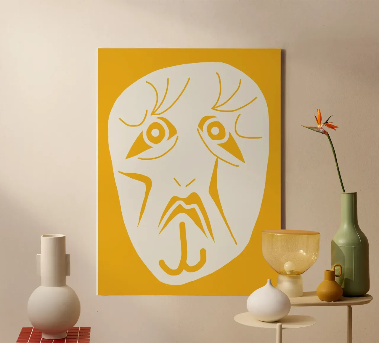 Quirky portrait 02 canvas with Floater frame by Little Dean