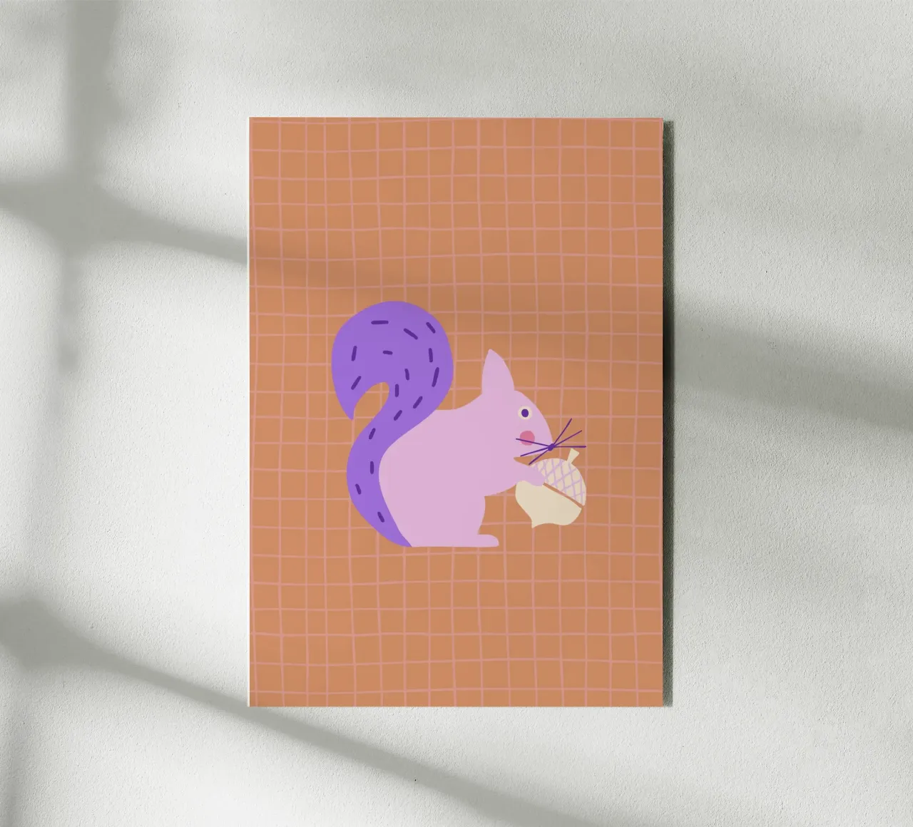 Autumn squirrel with checked pattern alu-dibond by Carolin Vonhoff
