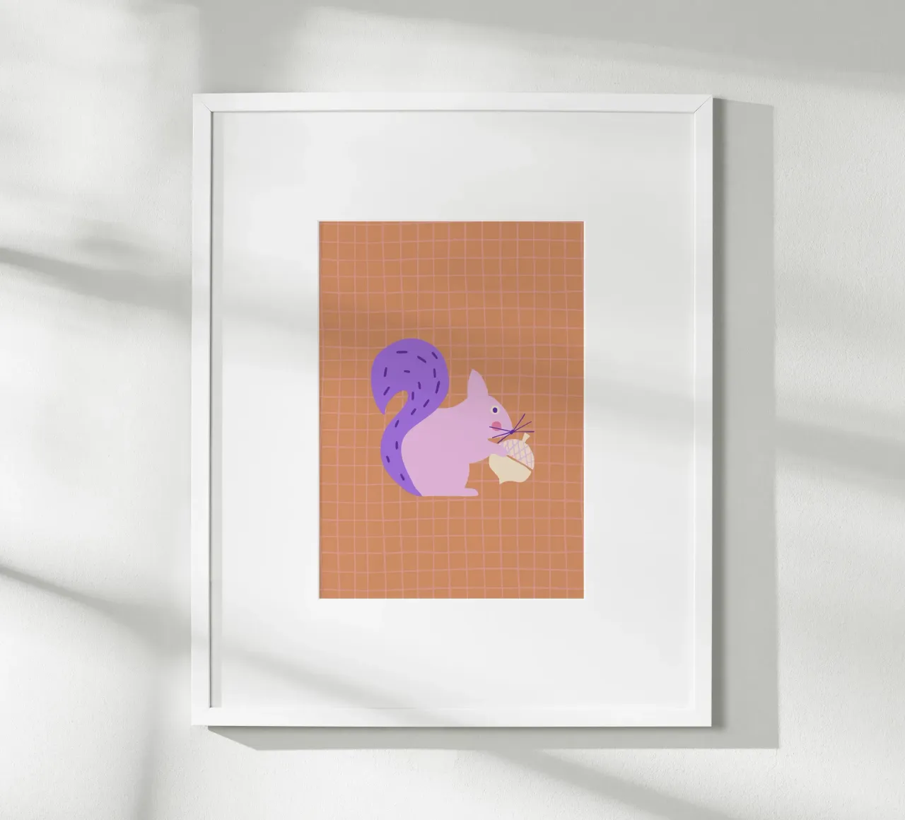 Autumn squirrel with checked pattern poster by Carolin Vonhoff