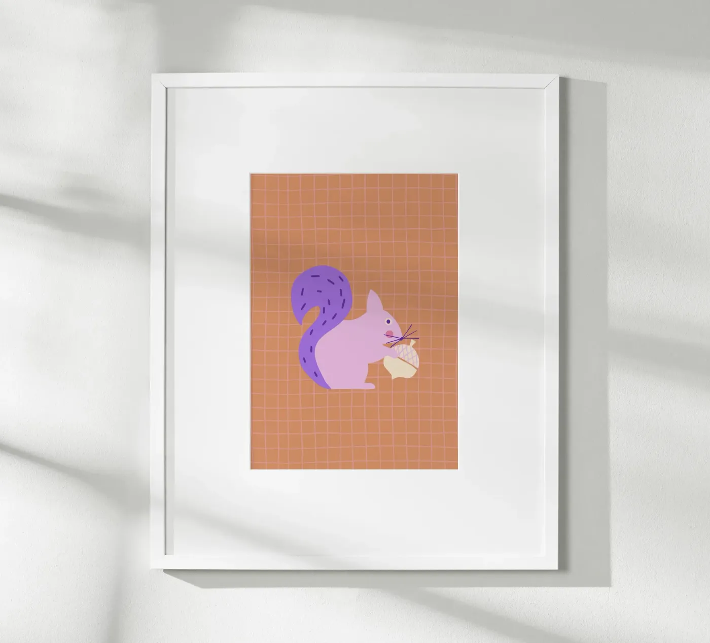 Autumn squirrel with checked pattern poster by Carolin Vonhoff