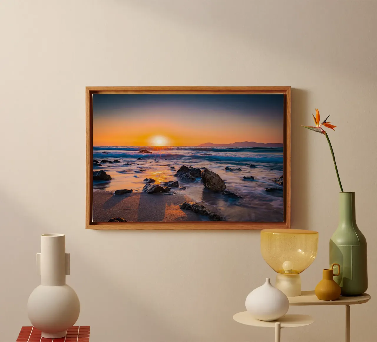 Sunset on the Mediterranean canvas with Floater frame by Marcus Beckert | Fotografie