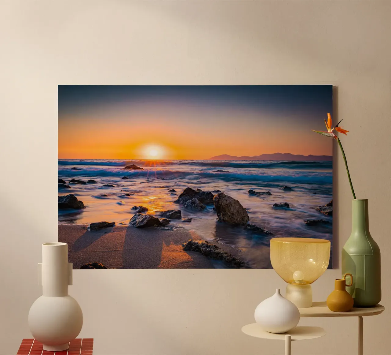 Sunset on the Mediterranean canvas with Floater frame by Marcus Beckert | Fotografie