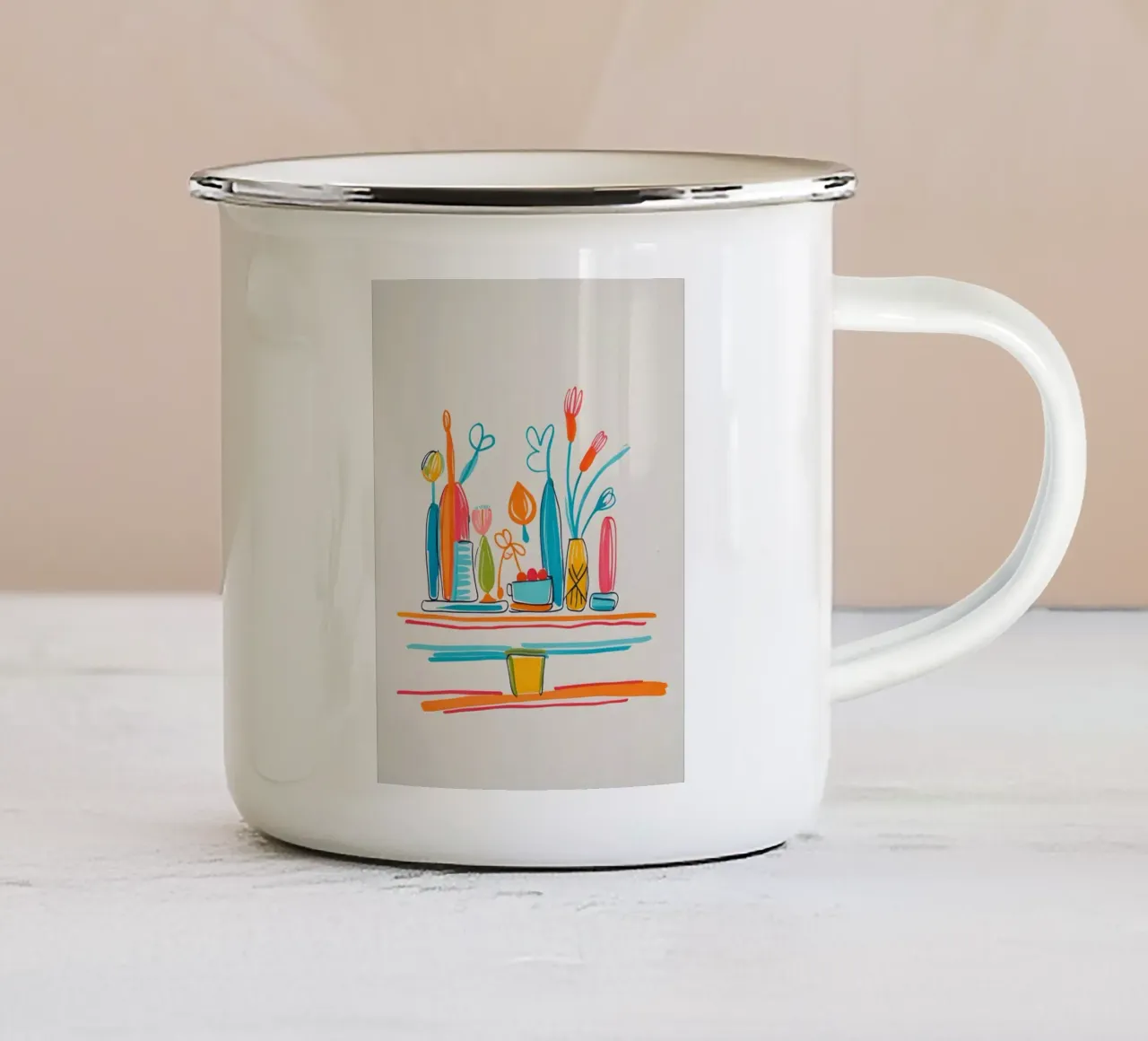 Caratteristiche del disegno piatto tazza in smalto da Botanical Gallery
