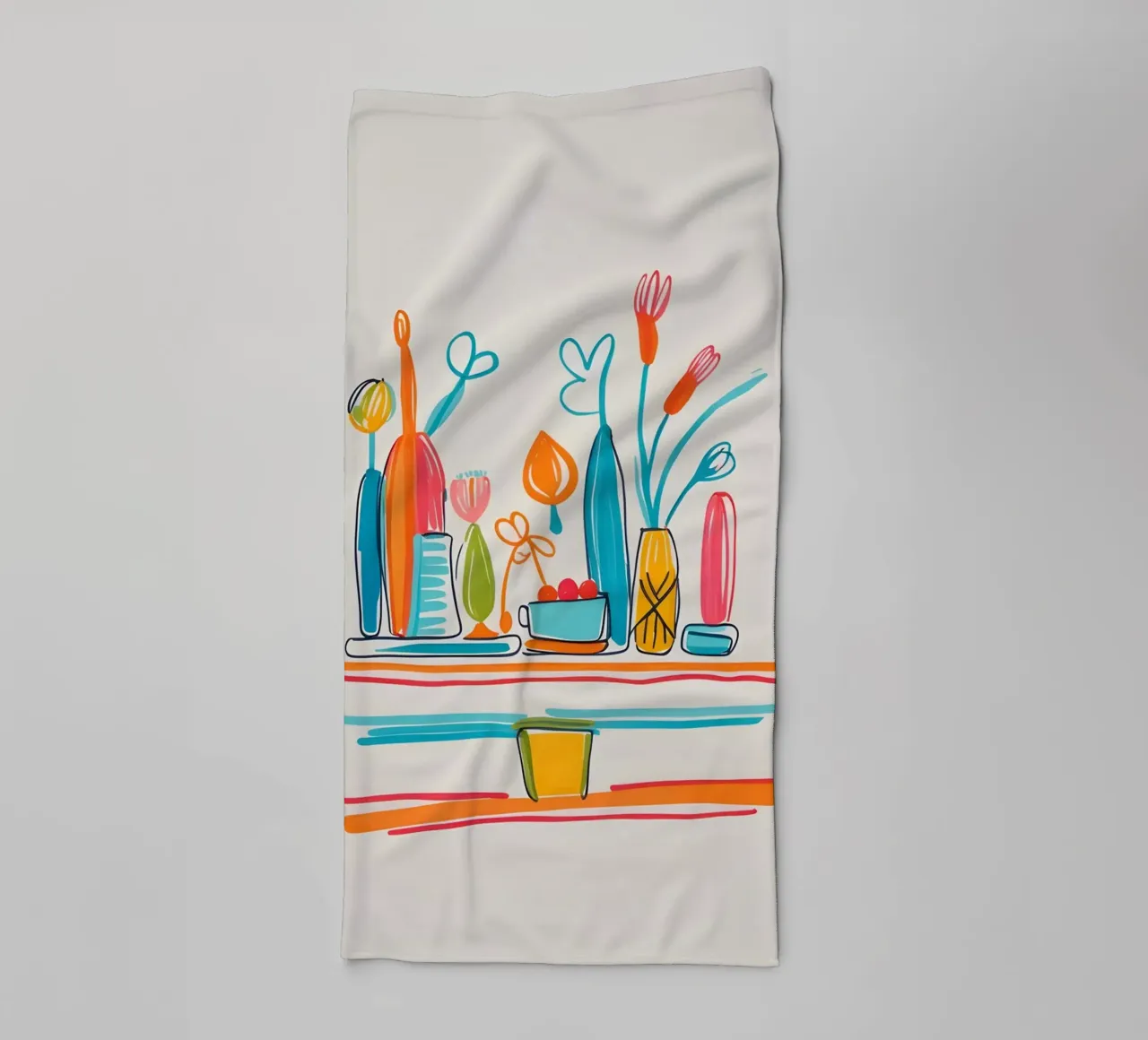flat drawing features towel by Botanical Gallery
