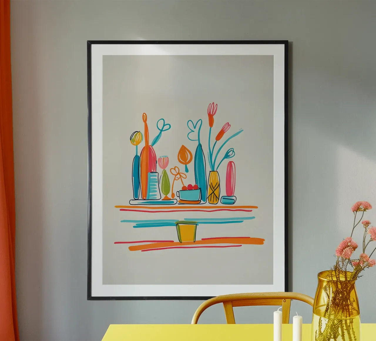 Caratteristiche del disegno piatto poster con telaio in alluminio da The Green Room