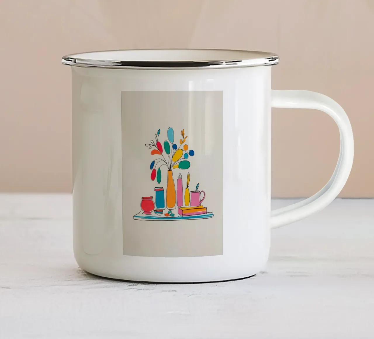 Caratteristiche del disegno piatto tazza in smalto da Botanical Gallery