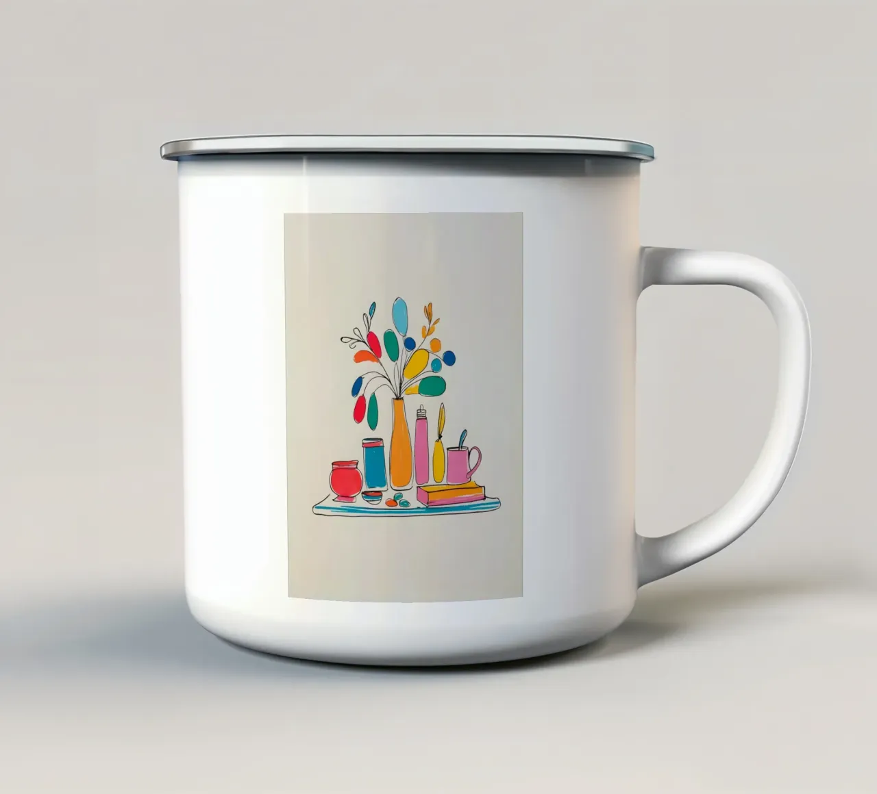 Caratteristiche del disegno piatto tazza in smalto da Botanical Gallery