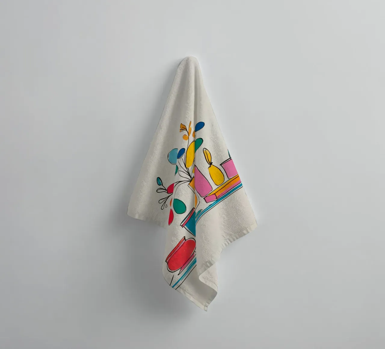 flat drawing features towel by Botanical Gallery