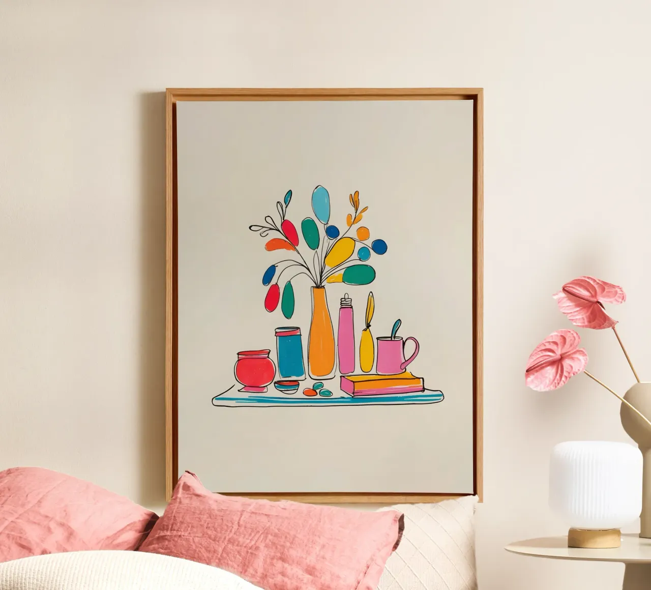 flat drawing features canvas with Floater frame by The Green Room