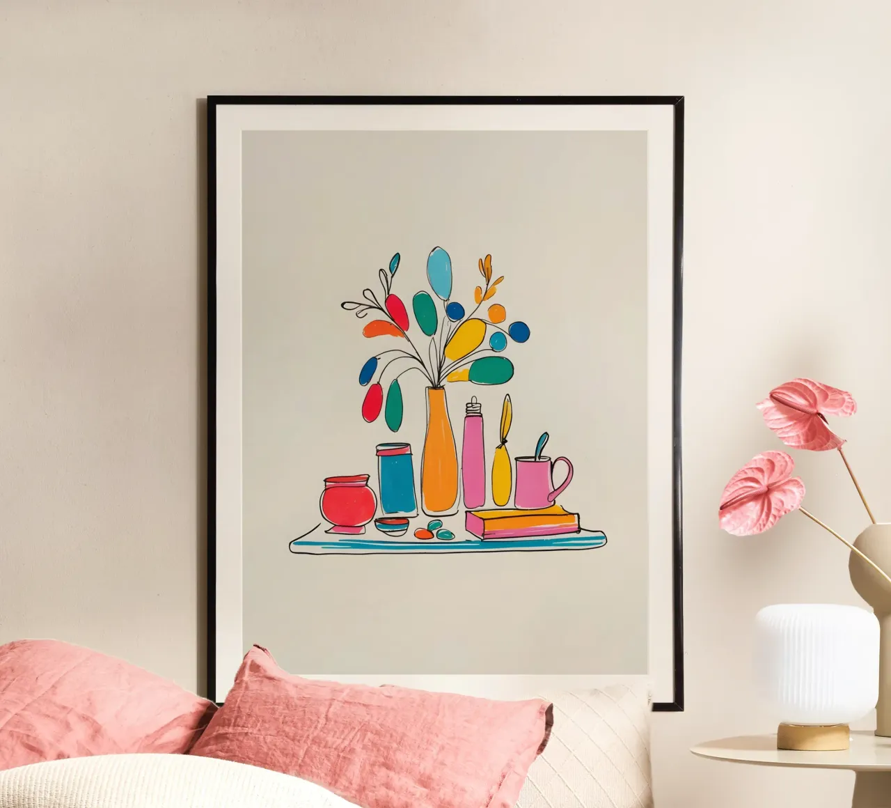 Caratteristiche del disegno piatto poster con telaio in legno da The Green Room