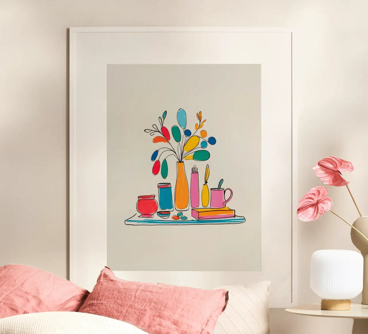Caratteristiche del disegno piatto poster con telaio in legno da The Green Room