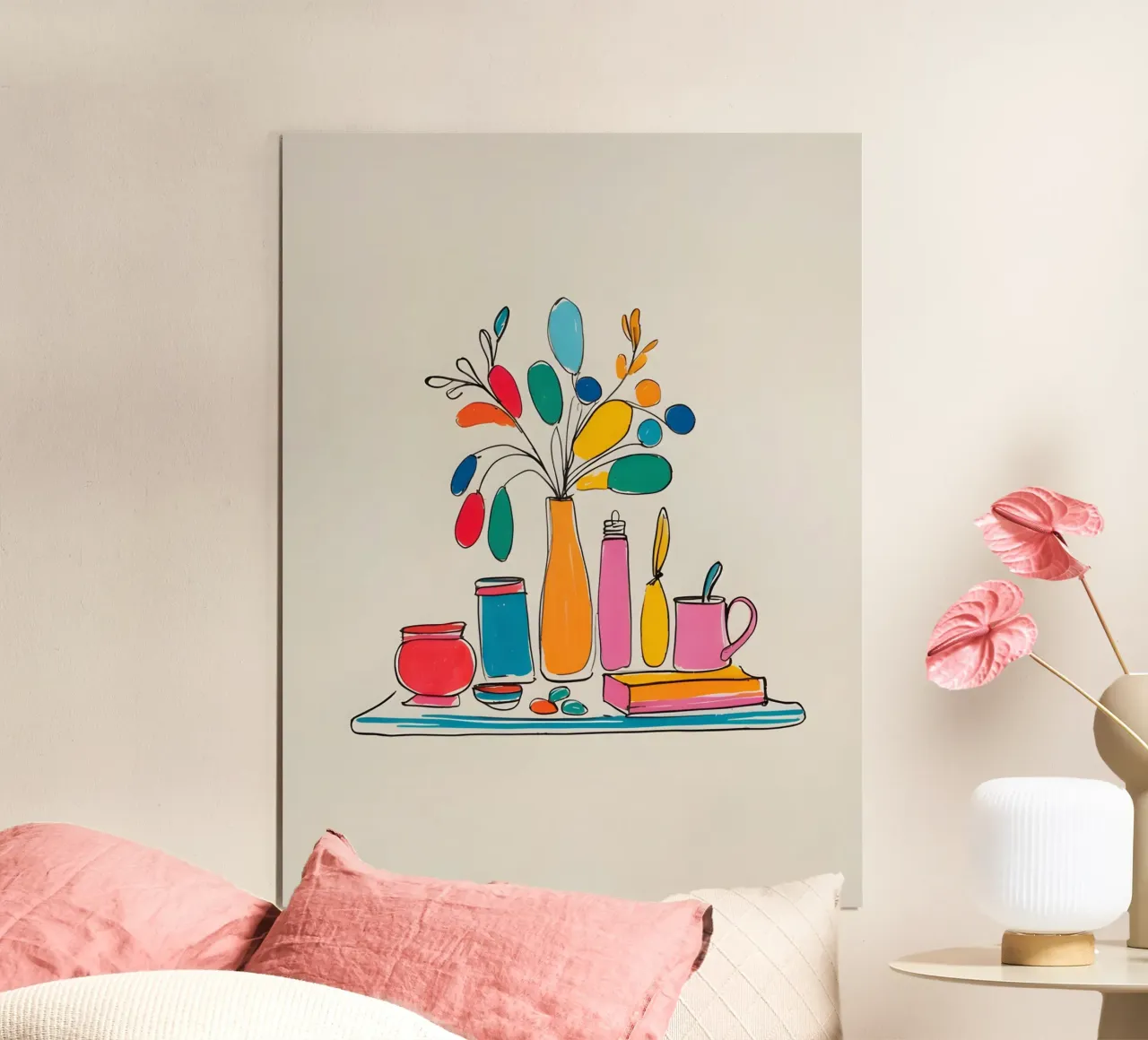 Caratteristiche del disegno piatto poster con telaio in legno da The Green Room