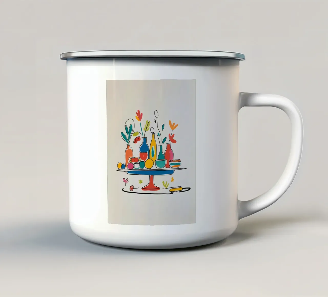 Caratteristiche del disegno piatto tazza in smalto da Botanical Gallery