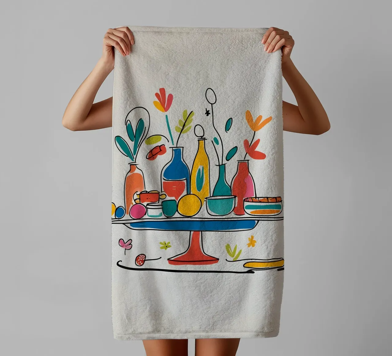 flat drawing features towel by Botanical Gallery