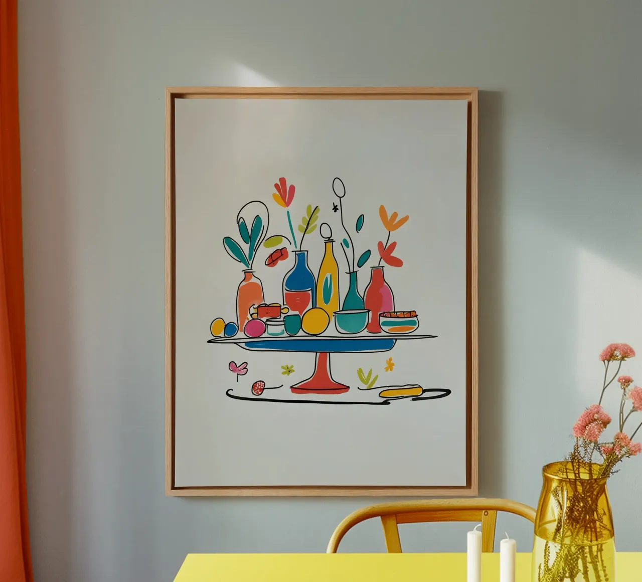 flat drawing features canvas with Floater frame by The Green Room