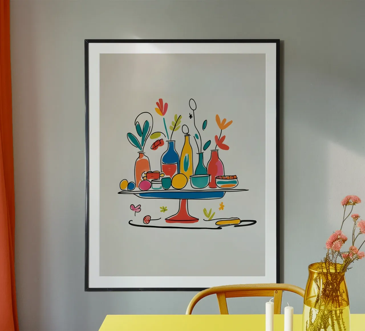 Caratteristiche del disegno piatto poster con telaio in legno da The Green Room