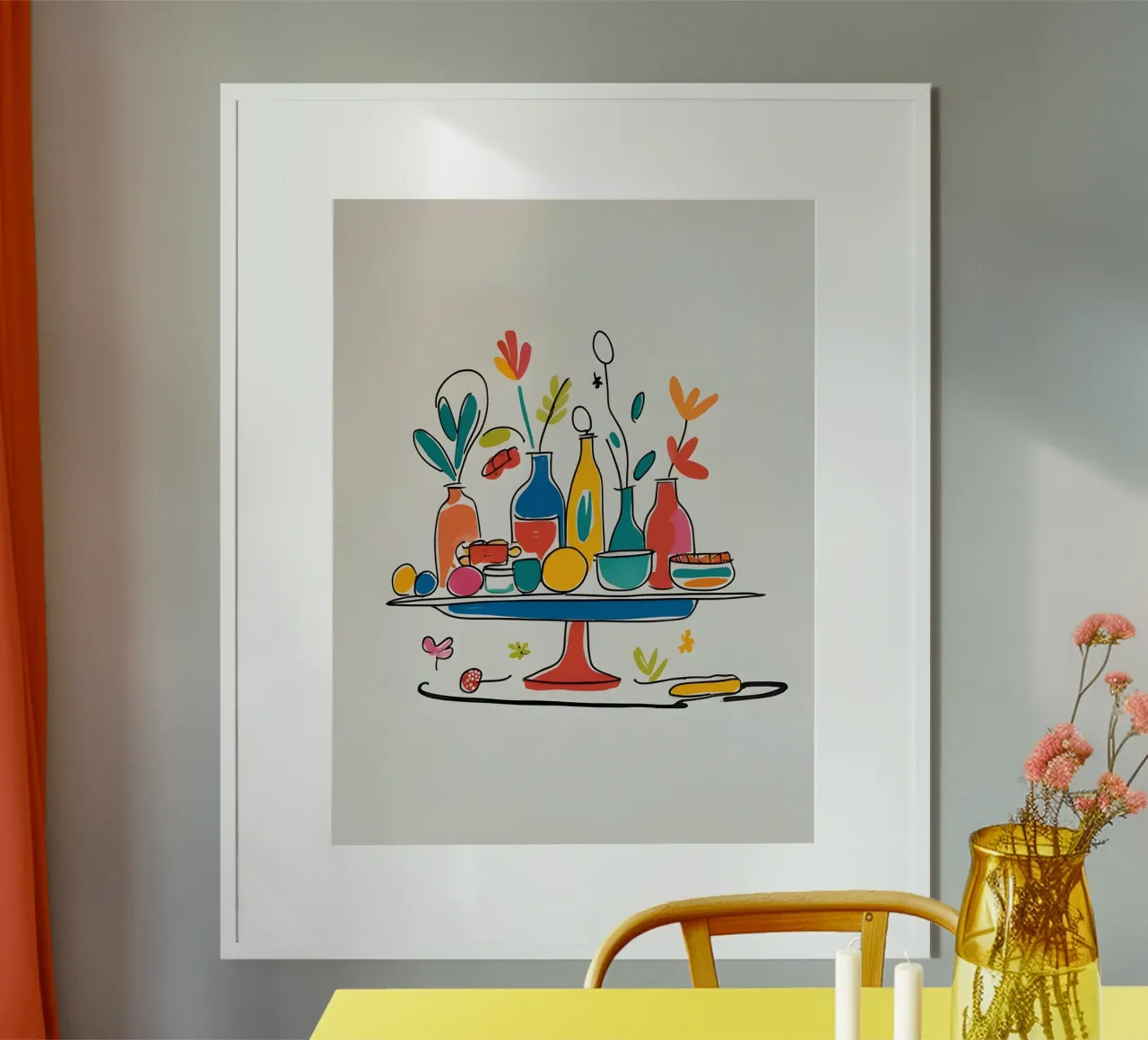 Caratteristiche del disegno piatto poster con telaio in legno da The Green Room