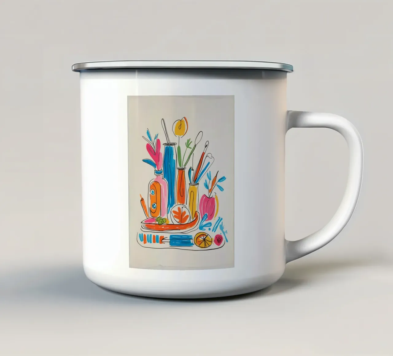 Caratteristiche del disegno piatto tazza in smalto da Botanical Gallery