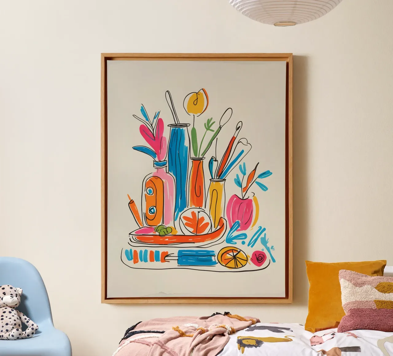 flat drawing features canvas with Floater frame by The Green Room