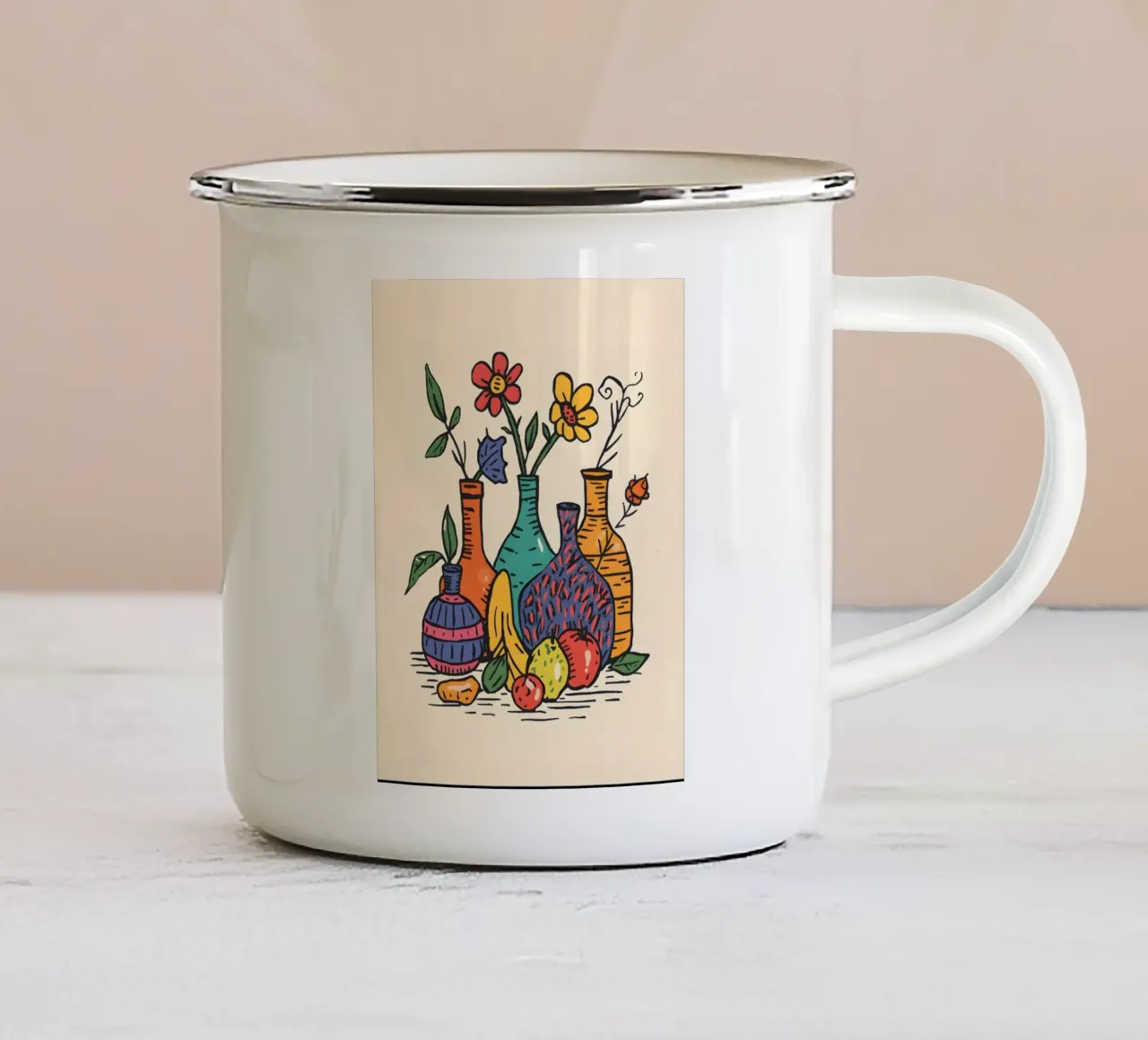 Caratteristiche del disegno piatto tazza in smalto da Botanical Gallery