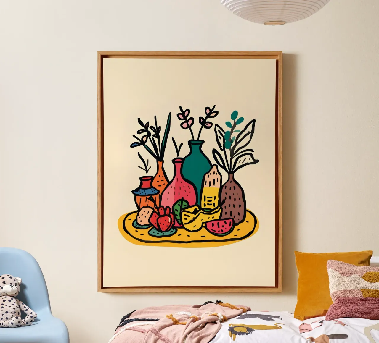 flat drawing features canvas with Floater frame by The Green Room