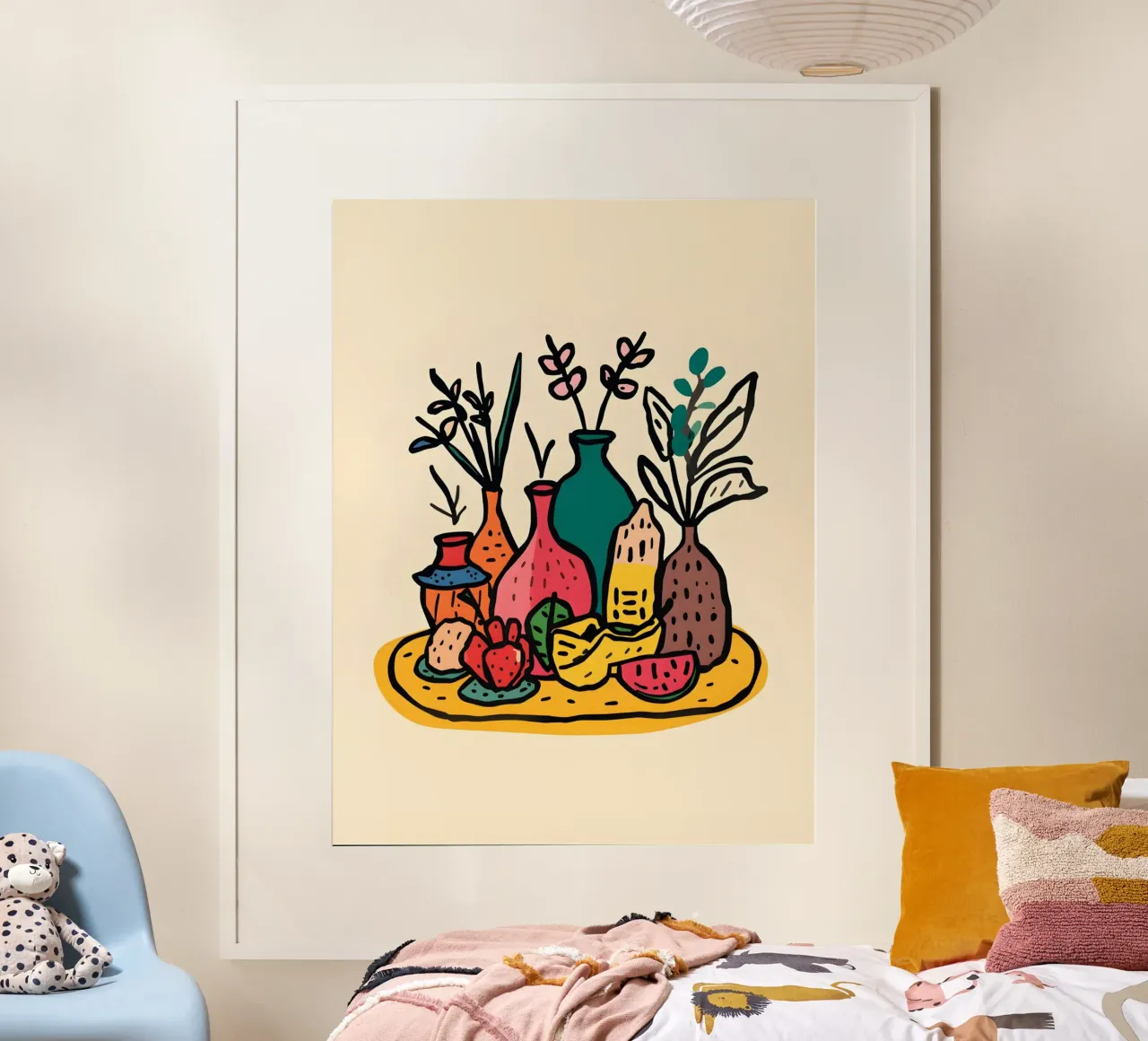 Caratteristiche del disegno piatto poster con telaio in legno da The Green Room