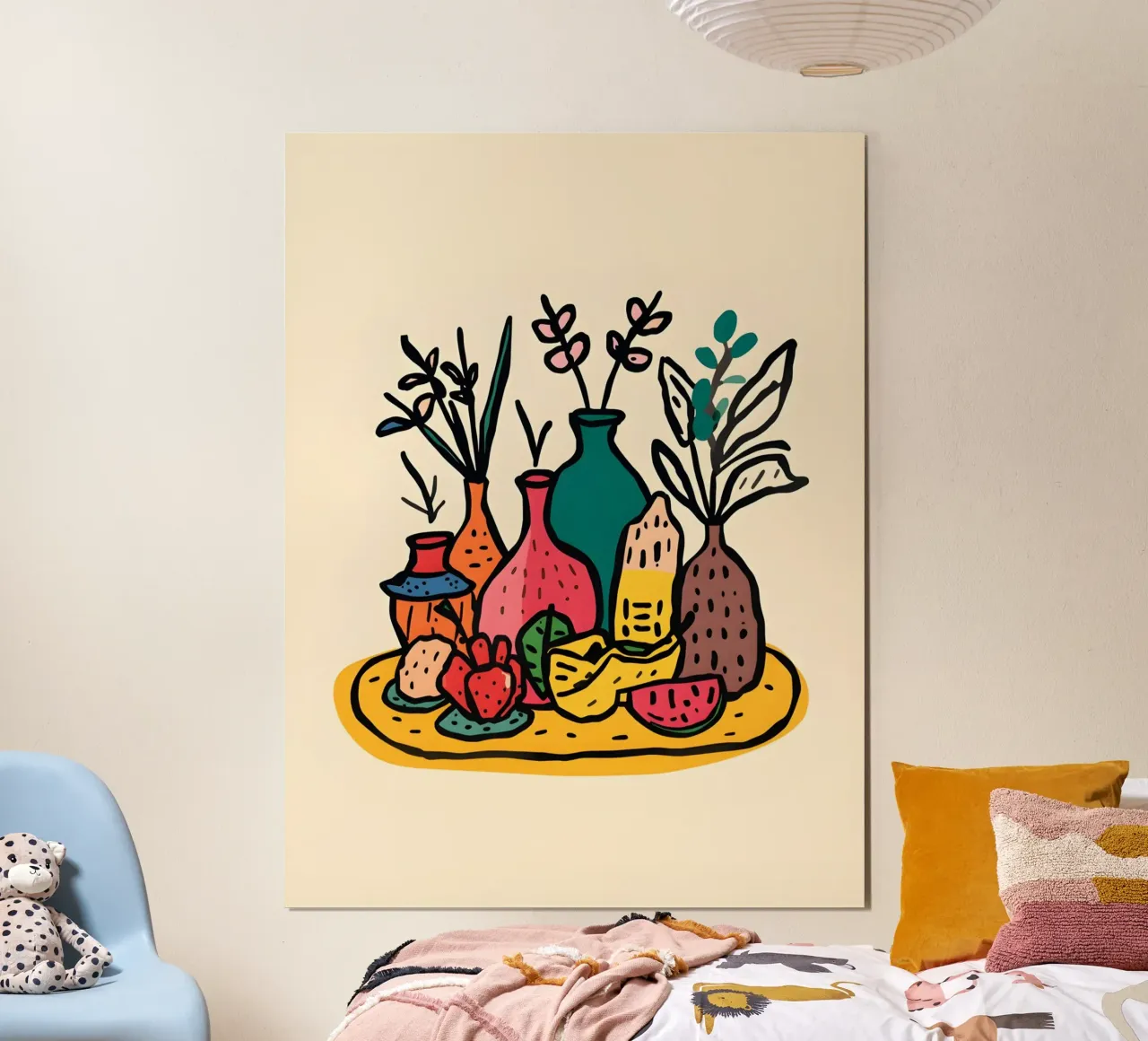 Caratteristiche del disegno piatto poster con telaio in legno da The Green Room